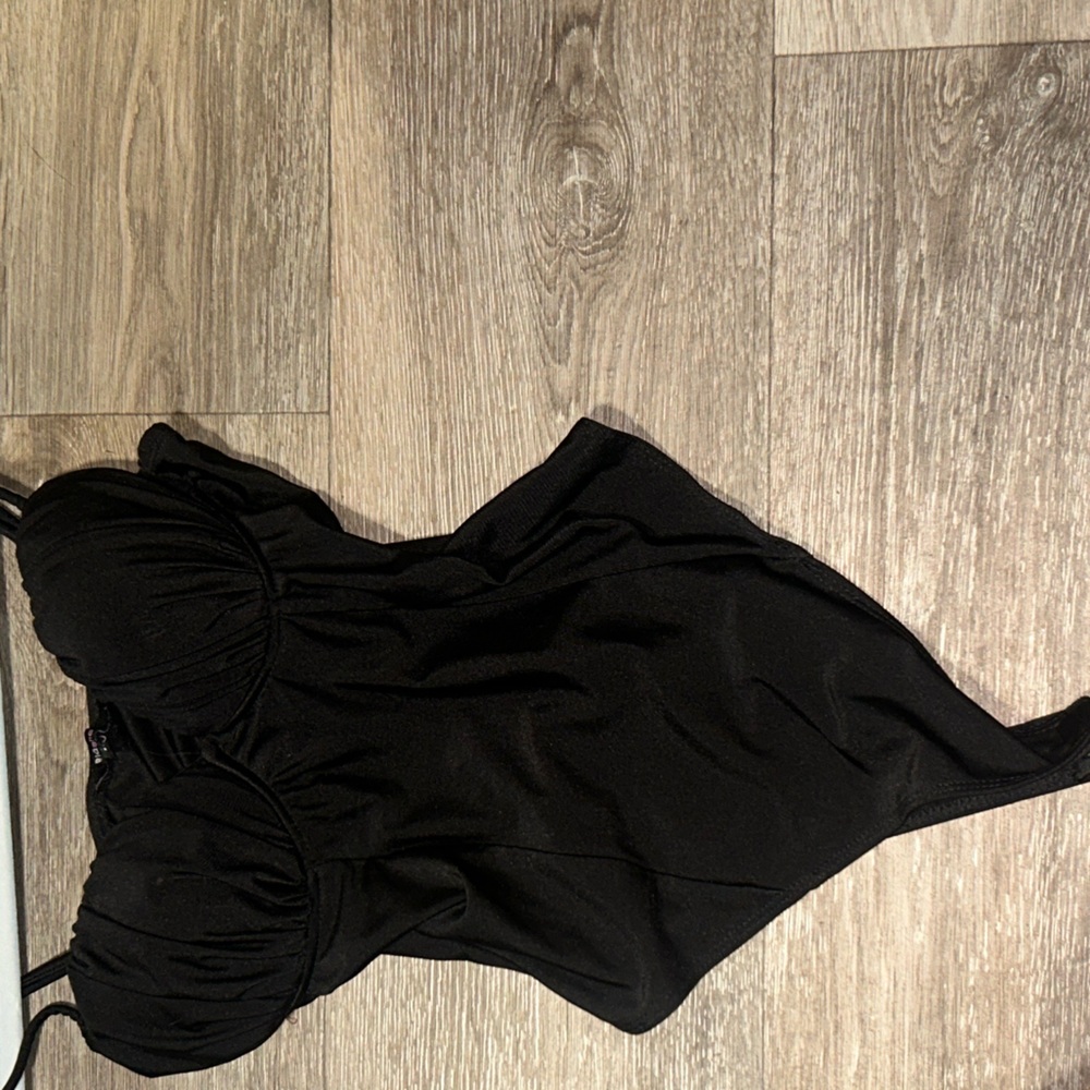 Black Shell Cup Corset Style Body Suit